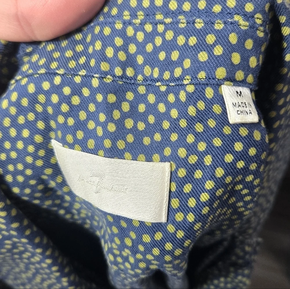 7 For All Mankind Short Sleeve Button Down Shirt Sz M Polka Dot